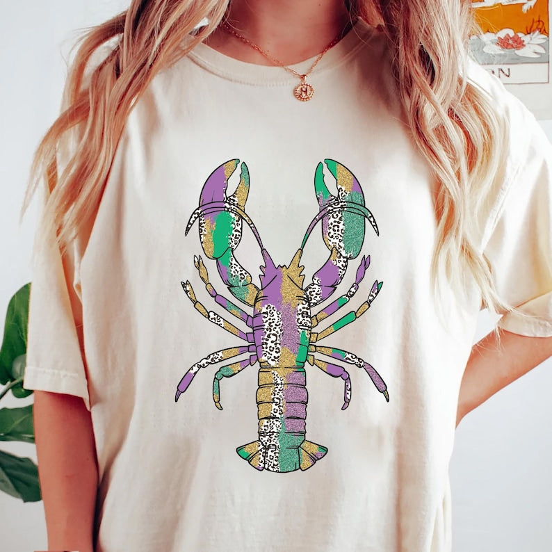 Mardi Gras Crawfish Short Sleeve T-Shirt, Crawfish Gift