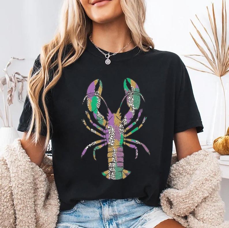 Mardi Gras Crawfish Short Sleeve T-Shirt, Crawfish Gift