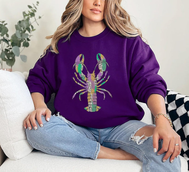 Mardi Gras Crawfish Sweatshirt, Crawfish Gift