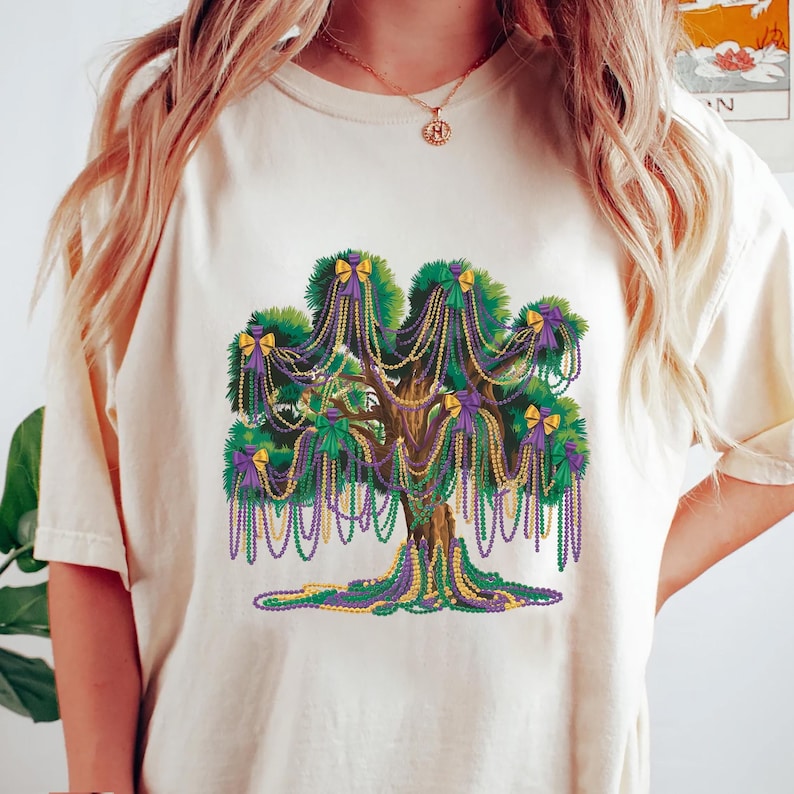 Mardi Gras Bead Tree Short Sleeve T-Shirt, Bead Tree Gift