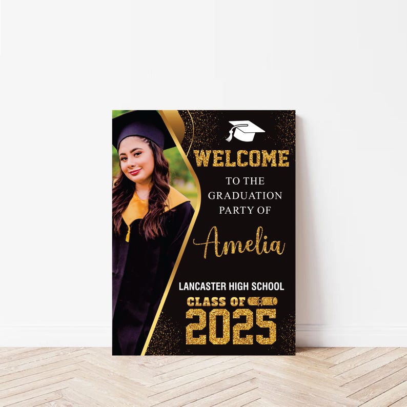 Personalized Graduation Welcome Sign, Custom Class of 2025 Party Sign with Photo, Graduation 2025 Decor, Congrats Grad Sign, Senior 25 Party