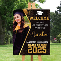 Personalized Graduation Welcome Sign, Custom Class of 2025 Party Sign with Photo, Graduation 2025 Decor, Congrats Grad Sign, Senior 25 Party