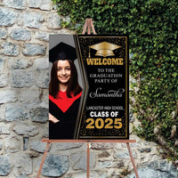 Personalized Graduation Welcome Sign, Custom Class of 2025 Party Sign with Photo, Graduation 2025 Decor, Congrats Grad Sign, Senior 25 Party