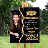 Personalized Graduation Welcome Sign, Custom Class of 2025 Party Sign with Photo, Graduation 2025 Decor, Congrats Grad Sign, Senior 25 Party