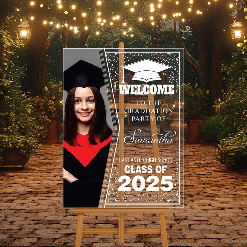 Personalized Graduation Welcome Sign, Custom Class of 2025 Party Sign with Photo, Graduation 2025 Decor, Congrats Grad Sign, Senior 25 Party