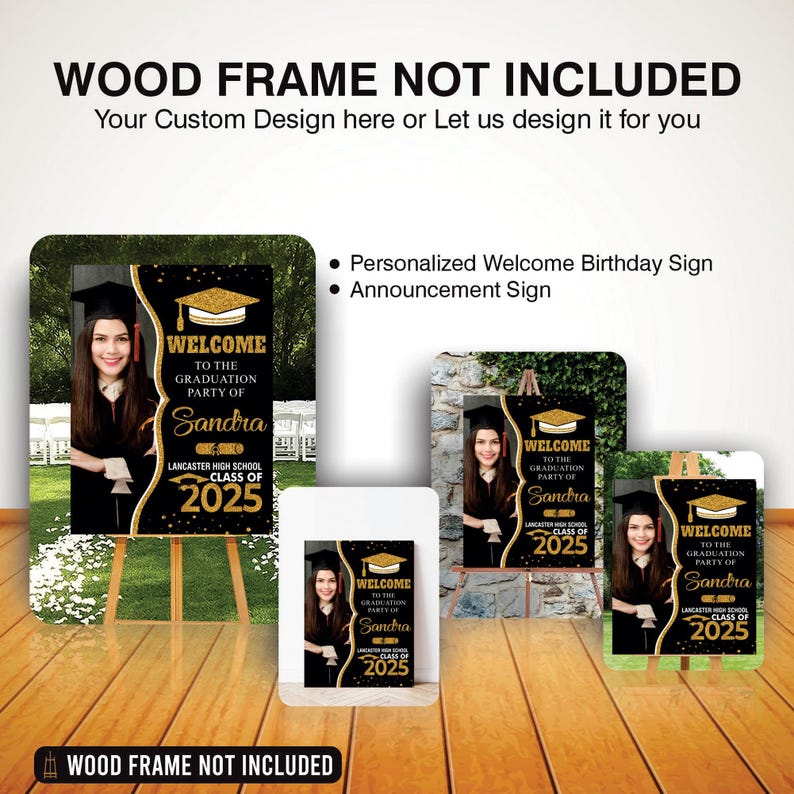 Personalized Graduation Welcome Sign, Custom Class of 2025 Party Sign with Photo, Graduation 2025 Decor, Congrats Grad Sign, Senior 25 Party