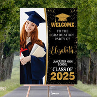 Personalized Graduation Welcome Sign, Custom Class of 2025 Party Sign with Photo, Graduation 2025 Decor, Congrats Grad Sign, Senior 25 Party