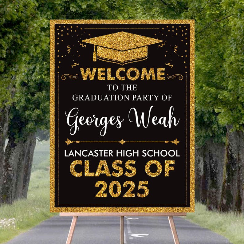 Personalized Graduation Welcome Sign, Custom Class of 2025 Party Sign, Graduation 2025 Decor, Congrats Grad Sign, Senior 2025 Party Display