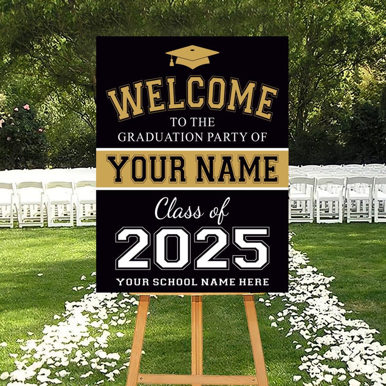 Personalized Graduation Welcome Sign, Custom Class of 2025 Party Sign, Graduation 2025 Decor, Congrats Grad Sign, Senior 2025 Party Display