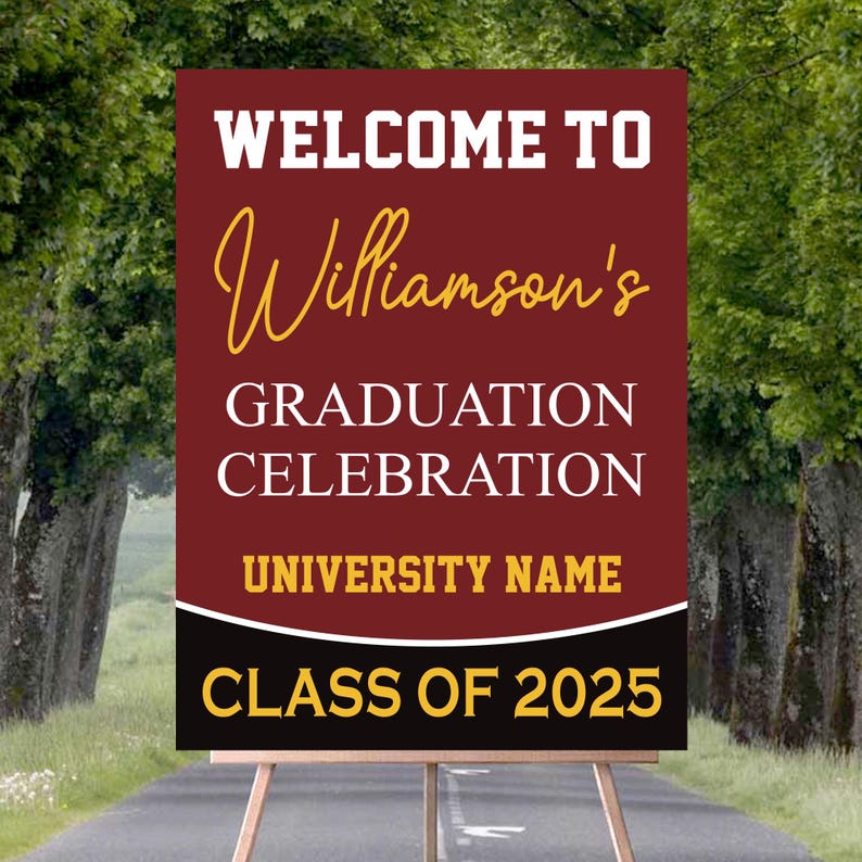 Personalized Graduation Welcome Sign, Custom Class of 2025 Party Sign, Graduation 2025 Decor