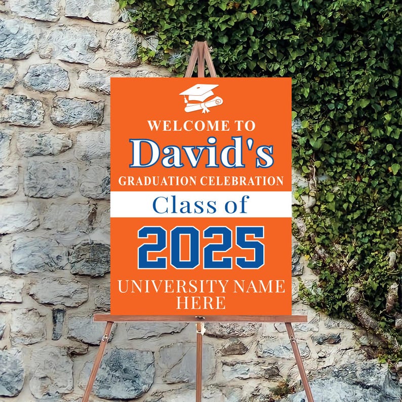 Personalized Graduation Welcome Sign, Custom Class of 2025 Party Sign