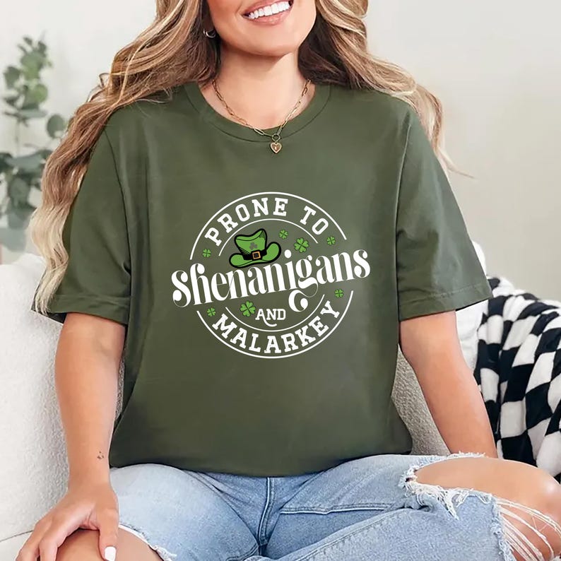 Prone to Shenanigans & Malarkey Short Sleeve T-Shirt, St. Paddy's Gift