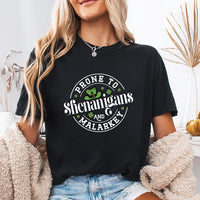 Prone to Shenanigans & Malarkey Short Sleeve T-Shirt, St. Paddy's Gift