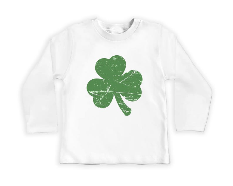 Retro Shamrock Baby Shirt, Cute Irish Four Leaf Clover Kids Outfit