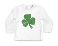 Retro Shamrock Baby Shirt, Cute Irish Four Leaf Clover Kids Outfit