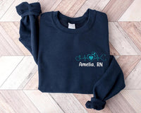 Embroidered Custom Nurse Sweatshirt, Personalized Nursing Gift