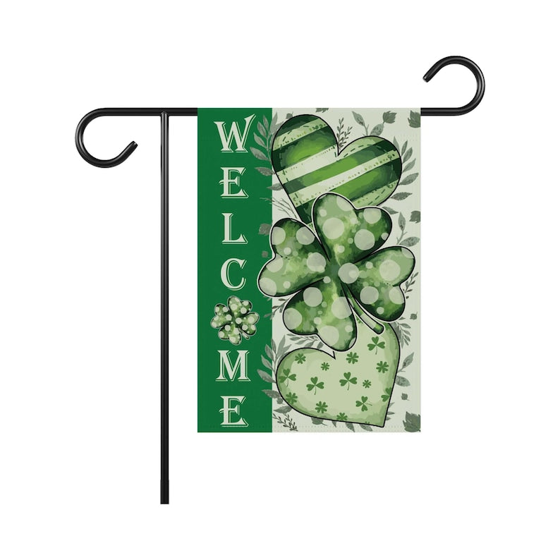 St Patrick's Day Garden Flag, 12x18 Inch Double Sided, Irish Shamrock Yard Decorations, Clover Lucky Welcome Flag, Shamrocks Holiday Flag