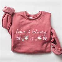 Coquette Labor and Delivery Unit Sweatshirt, Nursery Nurse Grad Gift