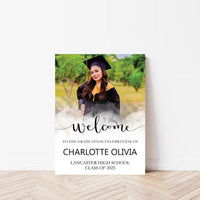 Personalized Graduation Welcome Sign, Custom Class of 2025 Party Sign with Photo, Graduation 2025 Decor, Congrats Grad Sign, Senior 25 Party