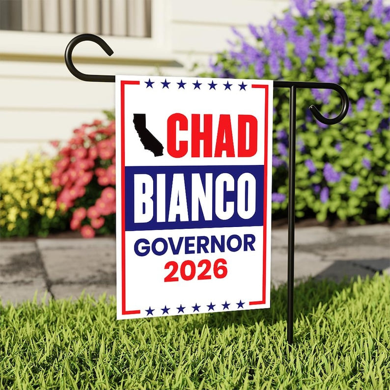 Chad Bianco For California Governor 2026 Garden Flag, Double Sided, 2026 Governor Flag, Elections Flag, Race Red White & Blue Flag