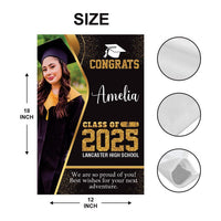 Personalized Graduation Garden Flag with Photo, Double Sided, Custom Name & School, Graduation Decoration 2025 Yard Sign, Class of 2025 Flag