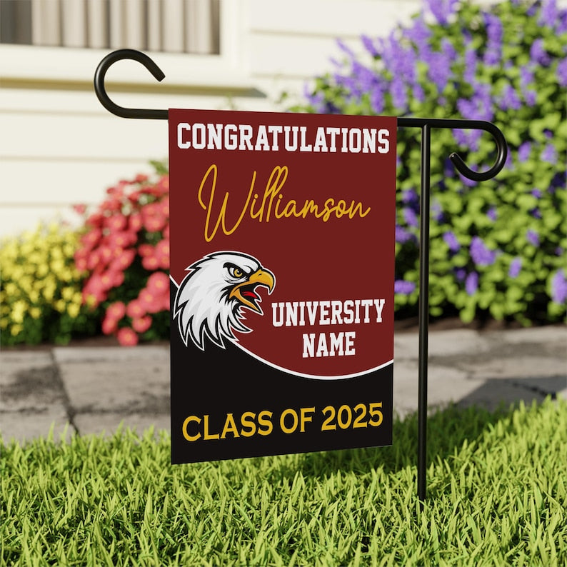 Personalized Graduation 2025 Garden Flag, Double Sided, Custom College Bound, Outdoor Graduation Decoration Yard Sign, Class of 2025 Flag