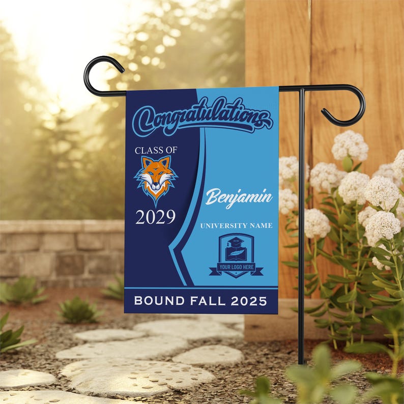 Personalized College Bound Garden Flag, Double Sided Future Graduate Custom Decor, University Bound Yard Sign, Class of 2025 Graduation Flag