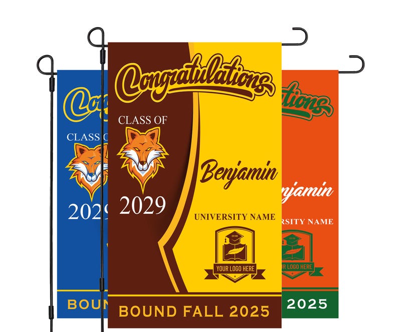 Personalized College Bound Garden Flag, Double Sided Future Graduate Custom Decor, University Bound Yard Sign, Class of 2025 Graduation Flag