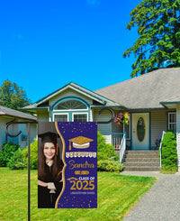 Personalized Graduation Garden Flag with Photo, Double Sided, Custom Name & School, Graduation Decoration 2025 Yard Sign, Class of 2025 Flag