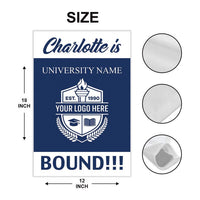 Personalized College Bound Garden Flag, Double Sided Custom University, College Logo, Class of 2024 Flag, School Graduation 2025 Yard Sign