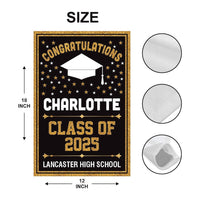 Personalized Graduation Garden Flag, Double Sided, Custom Name & School, Outdoor Graduation Decoration 2025 Yard Sign, Class of 2025 Flag