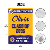 Personalized Graduation Garden Flag, Double Sided, Custom Name & School, Outdoor Graduation Decoration 2025 Yard Sign, Class of 2025 Flag