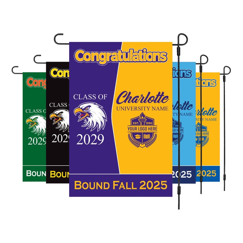 Personalized College Bound Garden Flag, Double Sided Future Graduate Custom Decor, University Bound Yard Sign, Class of 2025 Graduation Flag