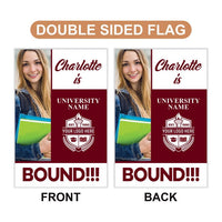 Personalized College Bound Garden Flag, Double Sided, Custom Photo & College Logo, Class of 2025 Yard Sign, Graduation 2025 University Flag