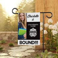 Personalized College Bound Garden Flag, Double Sided, Custom Photo & College Logo, Class of 2025 Yard Sign, Graduation 2025 University Flag