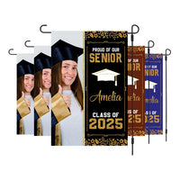 Personalized Graduation Garden Flag with Photo, Double Sided, Custom Name & School, Senior Graduation 2025 Yard Sign, Class of 2025 Flag