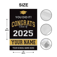 Personalized Graduation Garden Flag, Double Sided, Custom Name & School, Outdoor Graduation Decoration 2025 Yard Sign, Class of 2025 Flag