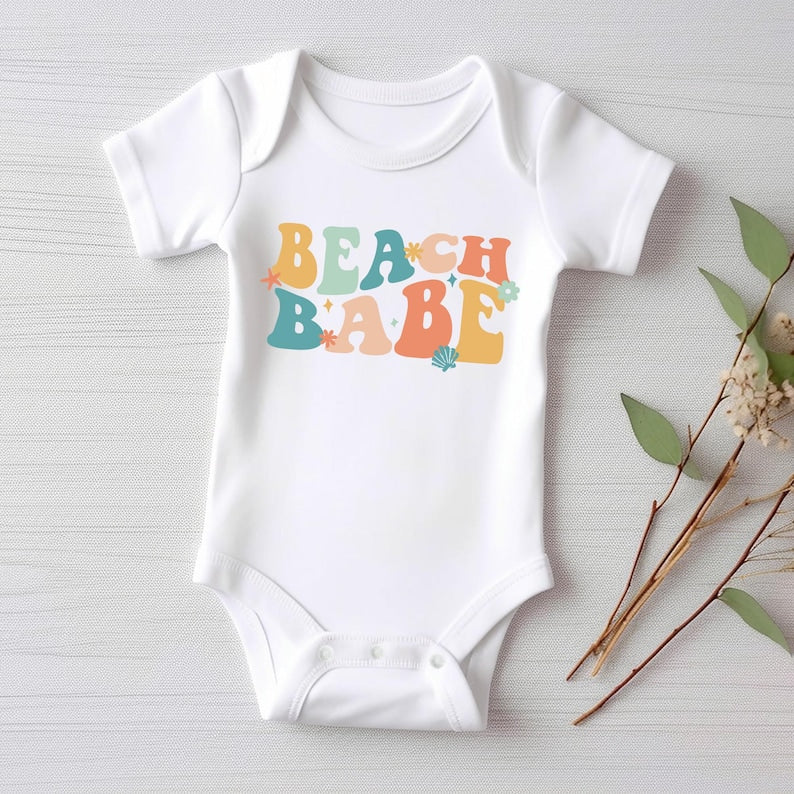 Beach Babe Baby Bodysuit, Baby Shirt, Toddler Sweatshirt - Retro Summer Outfit