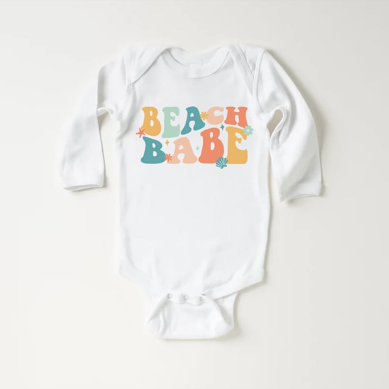 Beach Babe Baby Bodysuit, Baby Shirt, Toddler Sweatshirt - Retro Summer Outfit