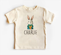 Personalized Name Bunny Boys Baby Bodysuit, Baby Shirt, Toddler Sweatshirt - Custom Easter Rabbit Gift