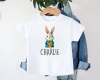 Personalized Name Bunny Boys Baby Bodysuit, Baby Shirt, Toddler Sweatshirt - Custom Easter Rabbit Gift