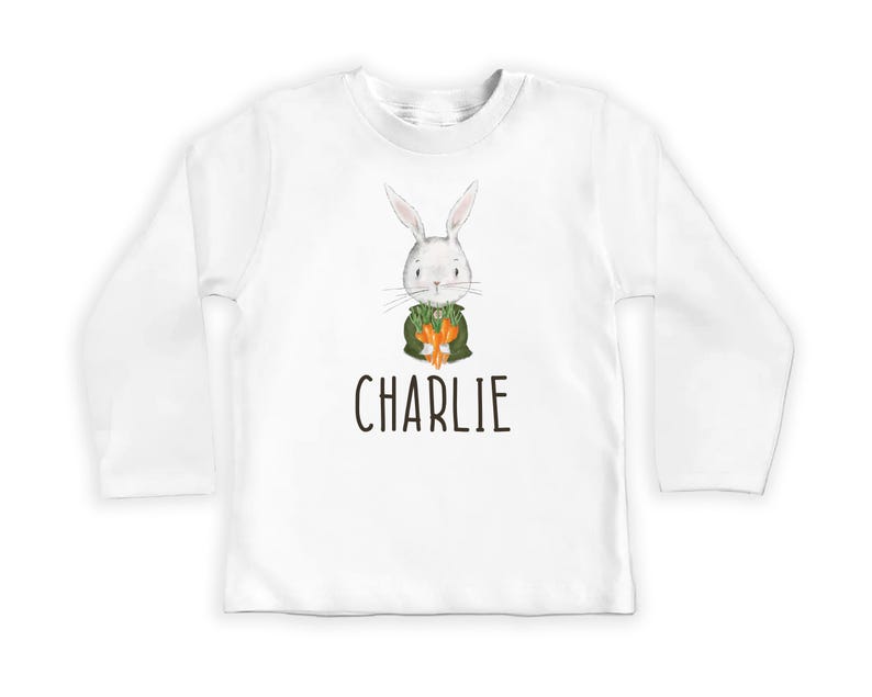 Personalized Name Bunny Boys Baby Bodysuit, Baby Shirt, Toddler Sweatshirt - Custom Easter Rabbit Gift