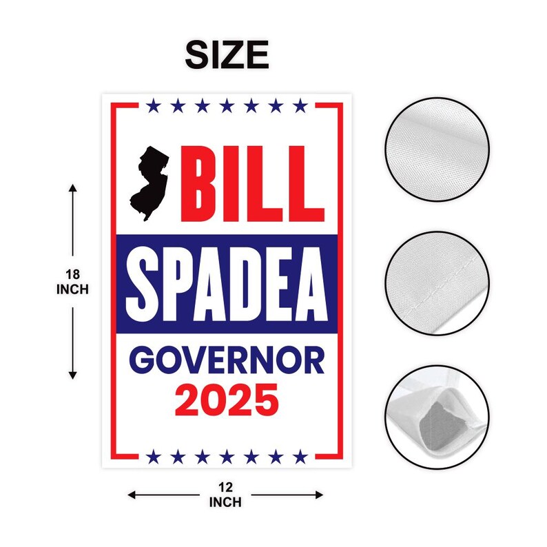 Bill Spadea For New Jersey Governor 2025 Garden Flag, Double Sided, 2025 Governor Flag, Elections Flag, Race Red White & Blue Flag