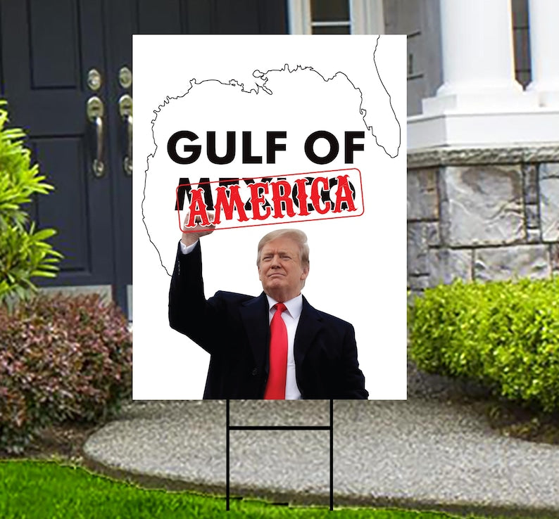 Gulf of America Yard Sign - Patriotic Trump 45-47 Make America Great Again Sign, Trump MAGA Sign, Donald Trump Yard Sign with Metal H-Stake