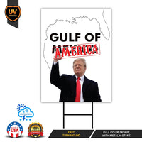 Gulf of America Yard Sign - Patriotic Trump 45-47 Make America Great Again Sign, Trump MAGA Sign, Donald Trump Yard Sign with Metal H-Stake