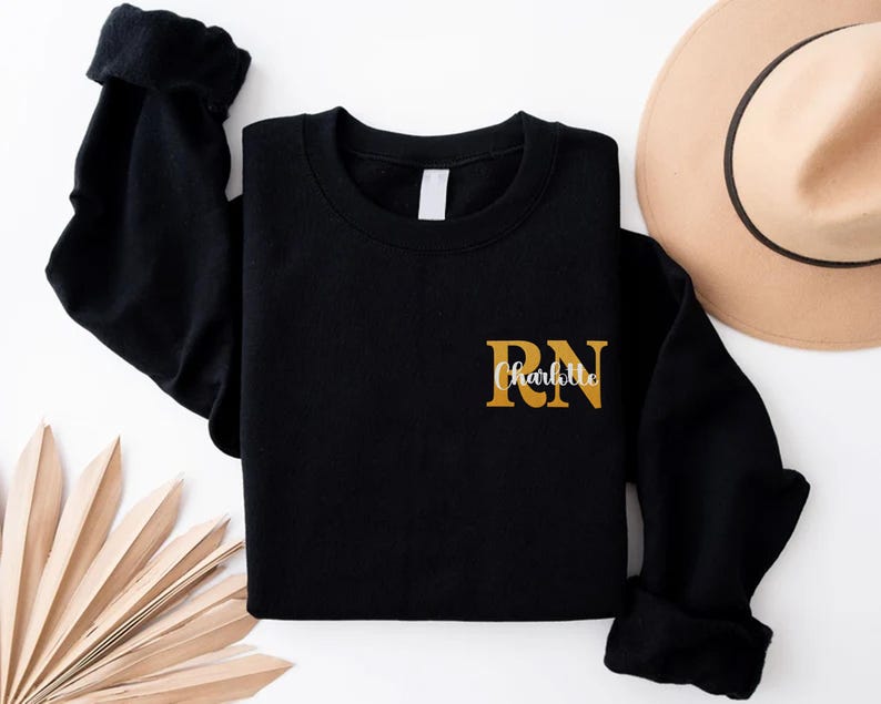 Embroidered Custom Name Nurse Sweatshirt, Personalized Nurse Graduation Gift