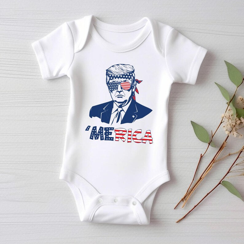 Trump Merica Baby Shirt, Patriotic USA Election Gift