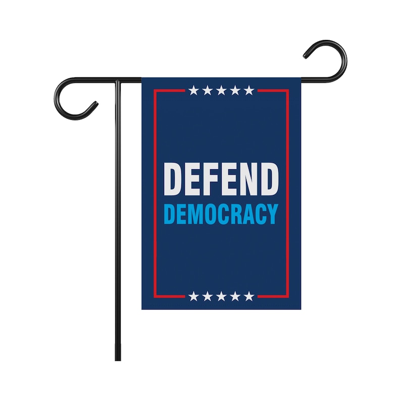 Defend Democracy Garden Flag, 12x18 Inch Double Sided, Resist Hate Flag, Anti-Trump Flag, Resist Racism Flag, Resist Fascism Flag