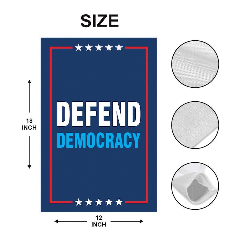 Defend Democracy Garden Flag, 12x18 Inch Double Sided, Resist Hate Flag, Anti-Trump Flag, Resist Racism Flag, Resist Fascism Flag