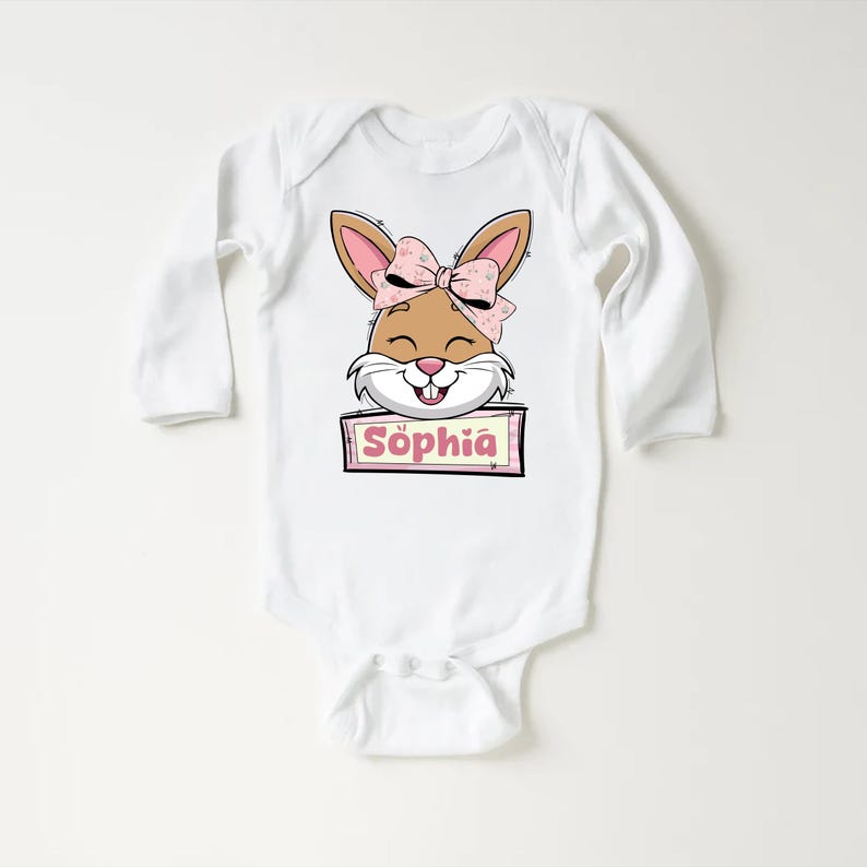 Custom Name Easter Baby Bodysuit, Baby Shirt, Toddler Sweatshirt - Personalized Bunny Outfit